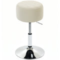 HOMCOM beige velvet-feel adjustable swivel bar stool on chrome base