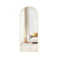 Songmics pale gold arched full body mirror with stand, full view