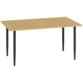 Brown 6 Seater Garden Dining Table with Parasol Hole and Steel Frame by Outsunny
