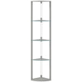 Corner Floor Lamp with LED Lights 5 Shelves for Home Storage Grey Homcom
