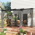 3x3m Metal Retractable Pergola With Side Curtains for Flexible Outdoor Shade, Grey Outsunny