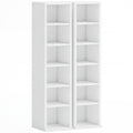 CD Storage Shelves Set of 2 with Adjustable Compartments for Media Organisation White AOSOM