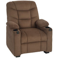Electric Recliner Armchair With Heat Vibration USB and Cup Holders For Home Use Brown AOSOM