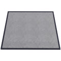 Dark grey baby play mat with black bound edges on a white background