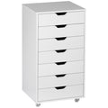 Mobile 7 Drawer Office Filing Cabinet With Smooth Rolling Wheels For Storage, White