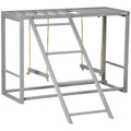 Wooden Chicken Coop with Swing Set for 3 to 4 Hens Promotes Activity and Comfort, Grey