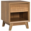 Homcom walnut brown bedside table with drawer and shelf, studio shot
