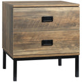 Bedside Table with 2 Drawers for Organised Bedroom Storage and Easy Cleaning Coffee AOSOM