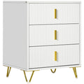 White and Gold Chest of 3 Drawers Elegant Bedroom Storage by HOMCOM