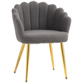 Accent Chair for Bedroom or Lounge with Soft Faux Lamb Wool and Petal Back Grey