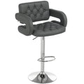 Adjustable Swivel Bar Stool with Backrest Armrests and Footrest for Kitchen Island Grey
