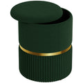Green Velvet Feel Round Storage Ottoman with Padded Seat by HOMCOM Homcom