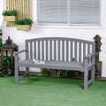 2 Seater Grey Wooden Garden Bench With Arms