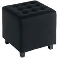 Grey Velvet Feel Square Ottoman Footstool for Living Room or Bedroom by HOMCOM Homcom