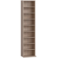 Narrow Wooden CD Storage Tower With Adjustable Shelves For Home Office Natural AOSOM