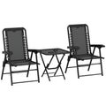 Three Piece Garden Table and Chair Set Black Weather Resistant by Outsunny