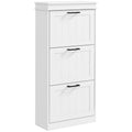 Three Drawer Shoe Storage Cabinet Holds 15 Pairs Space Saving Hallway Unit White
