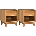 Set of 2 Bedside Tables with Drawer and Shelf Ideal for Bedroom or Lounge Walnut Brown