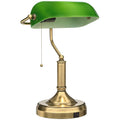 Bedside Table Lamp with Adjustable Shade and Built In USB Charging Ports Green