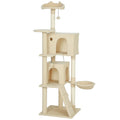 Tall Cat Tree With Sisal Scratching Posts and Hammock for Indoor Cats Beige Cream White