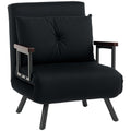 Black 4-in-1 Velvet Feel Single Sleeper Chair Bed with Pillow by HOMCOM