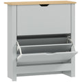 Grey Slim Shoe Cabinet For Entryway - 2 Flip Doors - Holds 12 Pairs With Adjustable Racks - 72x26x80cm Homcom