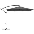 Grey 3m cantilever parasol with hand crank and cross base on a white background
