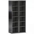 CD and Media Storage Shelves Set of 2 with Adjustable Compartments High Gloss Black AOSOM