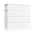 White 9-drawer fabric chest of drawers, front view