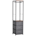 Steel Frame Chest of Drawers with Coat Rack, Black Brown Homcom