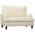 Homcom corduroy armchair with turned wooden legs, front studio view