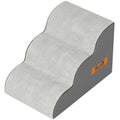 Light grey curved 3-step dog stairs on a white background