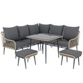 Brown Grey 6 Seater Rattan Garden Sofa Set With Cushions by Outsunny
