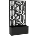 Metal Garden Planter with Trellis for Climbing Plants and Flowers Black Outsunny