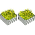 Set of Two Light Grey Steel Planter Boxes 60 x 60cm for Garden and Patio by Outsunny