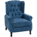 Vintage Reclining Armchair with Footrest 150 Degree Adjustable for Lounge Comfort, Royal Blue
