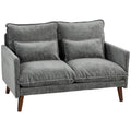 Homcom 2 seater sofa in grey velvet-feel fabric on a white studio background