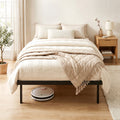 Black Single Metal Bed Frame with Quiet Anti-Squeak Design and Underbed Storage, 21 Stone Weight Capacity