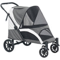 PawHut foldable pet stroller in dark grey and white, studio shot