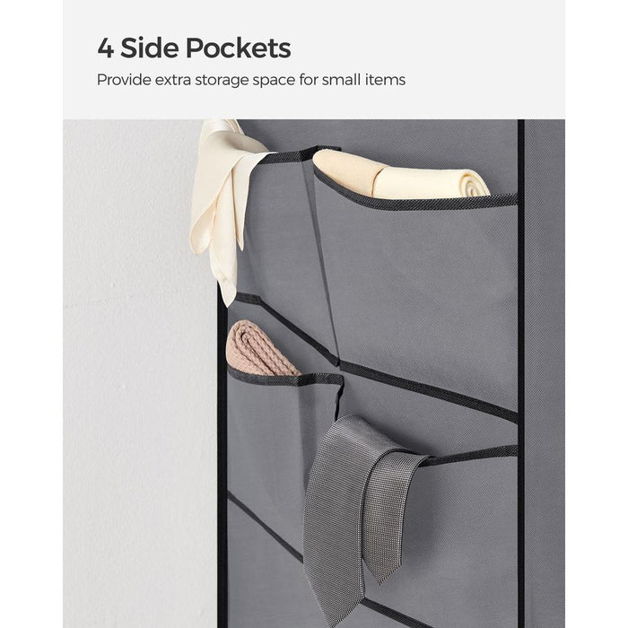 Grey Portable Wardrobe 45x127x176cm, 2 Rails