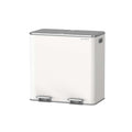 Songmics dual compartment pedal bin in white and grey, angled studio shot