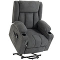 HOMCOM dual motor electric lift recliner chair in dark grey with side pockets and cup holders