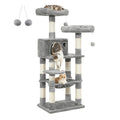Dual Platforms Cat Tree with Cave and Hammock, 143 cm, Light Grey by Feandrea