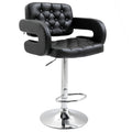 Adjustable Swivel Bar Stool with Backrest Armrests and Footrest for Kitchen Counter Black