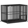Heavy Duty Steel Dog Crate with Wheels and Removable Tray for Secure Home Use Black AOSOM