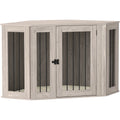 2 in 1 Dog Crate Side Table with Soft Cushion Ideal for Living Rooms Walnut Brown