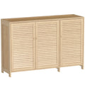 Shoe Storage Cabinet for Hallway with Adjustable Shelves and Louvered Doors Natural Wood Homcom