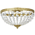 2 Light Flush Mount Crystal Chandelier with 168 Beads for Living Room or Bedroom, Gold Tone Homcom