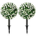 Artificial Rose Topiary Stakes Set of 2 for Easy Year Round Front Door Display