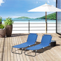 2 Piece Foldable Sun Loungers with Adjustable Backrest for Garden or Beach Use Blue AOSOM